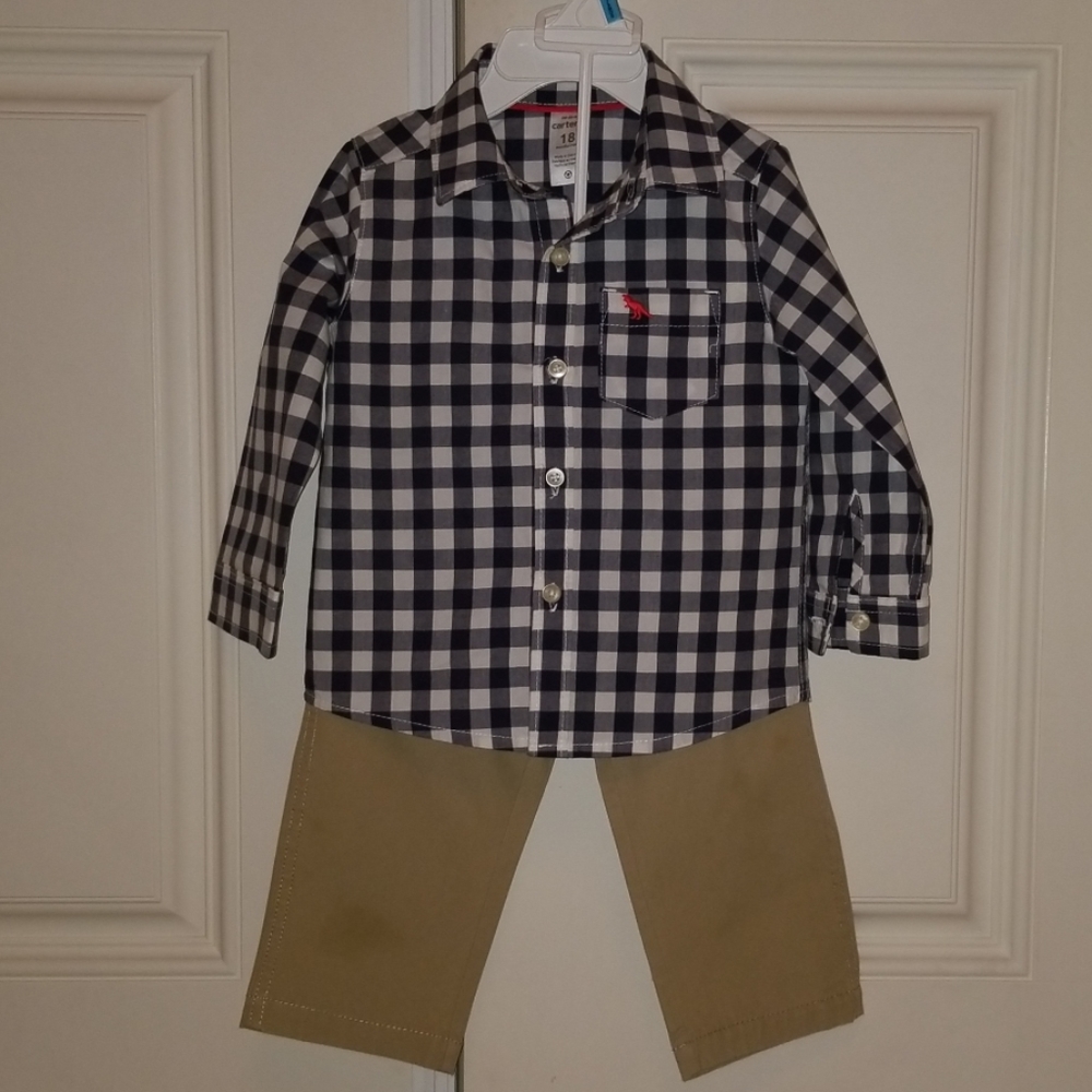 Boys 2 piece 18m blue /white Carter's matching set